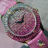 Burgmeister Damenuhr Rainbow mit Pink Echtlederarmband ÖZENSAAT