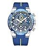Herrenuhr Sport Chronograph Silikon Armband Datum Wasserdicht Blau & Silber ÖZENSAAT