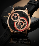 Stuhrling Original Eclipse Horizon 503 Herrenuhr 47mm Dual Time Roségold Neu OVP