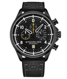 Stührling Original Volda 929 Aviator Chronograph Herrenuhr Schwarz Leder 45mm