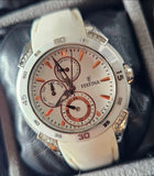 Festina Damenuhr Chronograph Weiß Roségold Zirkonia F20498/1