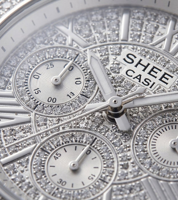 Casio Sheen SHE-3504 Damenuhr Kristall Zifferblatt Elegant Glitzer