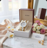 GUESS Damenarmbanduhr W0344L1 – Leopard Look in Gold/Silber/Weiß – Neu