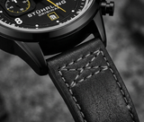 Stührling Original Volda 929 Aviator Chronograph Herrenuhr Schwarz Leder 45mm