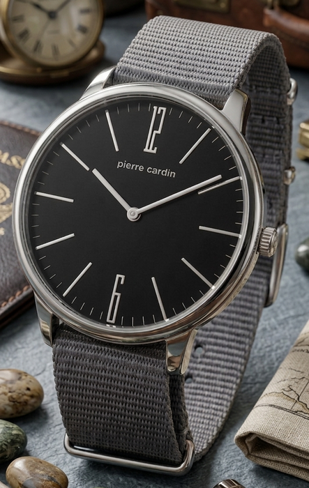 Pierre Cardin Herrenuhr 42mm PC106991F12 - Schwarz/Grau - Neu & OVP