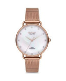 Omax Damenarmbanduhr Rosegold Mesh-Armband Edelweiß Zifferblatt Neu & OVP