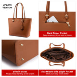 3er Set Damen Handtaschen Braun Shopper Umhängetasche Umhängetasche