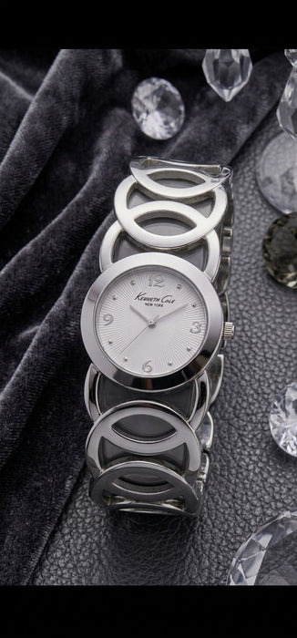 Kenneth Cole Damenuhr Silber Armbanduhr Elegant Kettenglieder