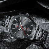 Herrenuhr Chronograph Schwarz Edelstahl Analog Uhr – NEU & OVP