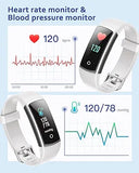 Fitnessuhr mit Blutdruck Blutsauerstoff, Pulsuhr, Schrittzähler, Kalorienzähler, Schlafmonitor, SNS SMS Anruf Benachrichtigung Fitness Tracker für Damen Herren (Grau)