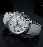 Hislon 1928 Chronograph Herrenuhr Armbanduhr Weiß Römische Ziffern Lederarmband