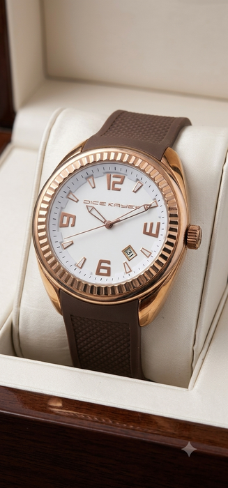 Dice Kayek Herren Armbanduhr Rosegold Braun Datum Mod. D.2246.1R