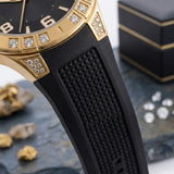 Festina Damenuhr F16582/3 Gold Swarovski Steine 38mm Schwarz Silikon