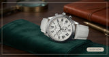 Hislon 1928 Chronograph Herrenuhr Armbanduhr Weiß Römische Ziffern Lederarmband
