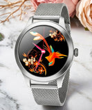 Smartwatch Damen Silber 1,09" HD Touchscreen Fitnessuhr Edelstahl IP68 OVP NEU