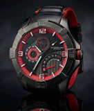 Stührling Original Gen-X 264XL Sportuhr 49mm Quartz Leder Schwarz Rot OVP