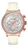NAUTICA A21030G Chronograph 44mm weißes Lederband Unisexuhr