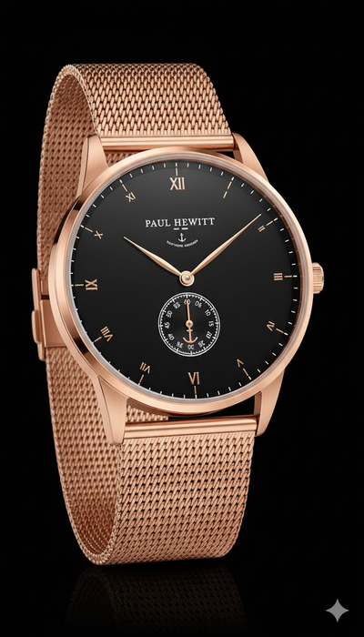 PAUL HEWITT Damenuhr in Rosegold & Schwarz – Zeitloses Design, ÖZENSAAT