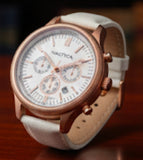 NAUTICA A21030G Chronograph Herrenuhr 44mm Weißes Lederarmband Unisex