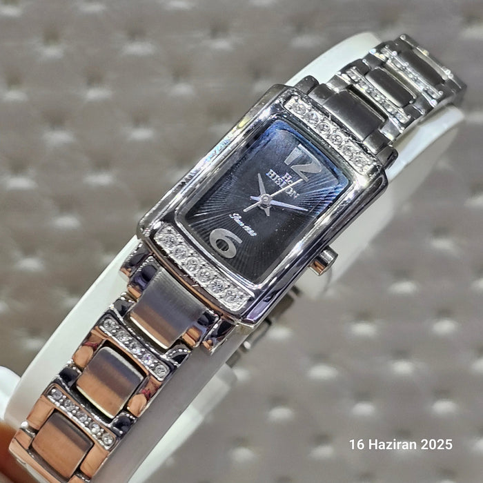 Hislon Damen-Edelstahl Uhr mit Swarovski Kristallen