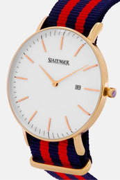 Slazenger 1980.1.04 Unisexuhr – Retro-Design mit Stoffarmband