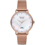Omax Damenarmbanduhr Rosegold Mesh-Armband Edelweiß Zifferblatt Neu & OVP