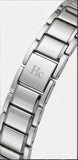 Hislon Damenuhr Silber Kristall Armbanduhr Neu mit OVP Quartz Zirkonia Eleganter