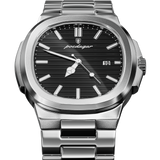 Luxuriöse Herrenuhr - Edelstahl 316L - Saphirglas - Japanisches Quarzuhrwerk - Silber/Schwarz