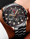 Luxus Herrenuhr - Chronograph - Schwarz/Roségold - NEU