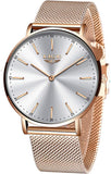 Luxus Herrenuhr Roségold Weiß – Ultra-Dünn – Edelstahl Mesh – NEU & OVP