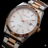 Vialux Unisex Armbanduhr – Bicolor Silber/Roségold – Weißes Zifferblatt – OVP & 2 J. Garantie