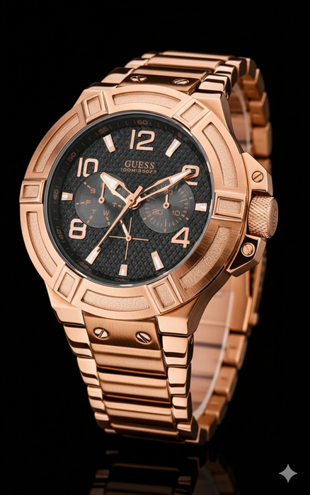 Guess Herrenuhr Rigor – Roségold Zifferblatt