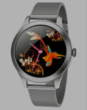 Smartwatch Damen Silber 1,09" HD Touchscreen Fitnessuhr Edelstahl IP68 OVP NEU
