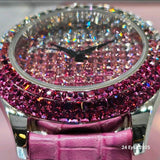 Burgmeister Damenuhr Rainbow mit Pink Echtlederarmband ÖZENSAAT