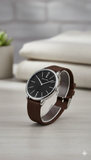 Pierre Cardin PC106991F13 Herrenuhr – Silbernes Gehäuse & Braunes Band