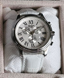 Hislon Chronograph Herrenuhr Armbanduhr Weiß Römische Ziffern Lederarmband Özen Saat