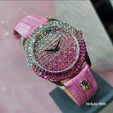 Burgmeister Damenuhr Rainbow mit Pink Echtlederarmband ÖZENSAAT