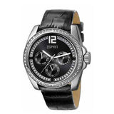 Esprit Damen Uhr ES100882007 Multifunktion Schwarz Silber Kristalle NEU & OVP