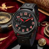 Stührling Aviator Eagle 457 Mechanik Uhr 45mm - Schwarz/Rot - Neu & OVP