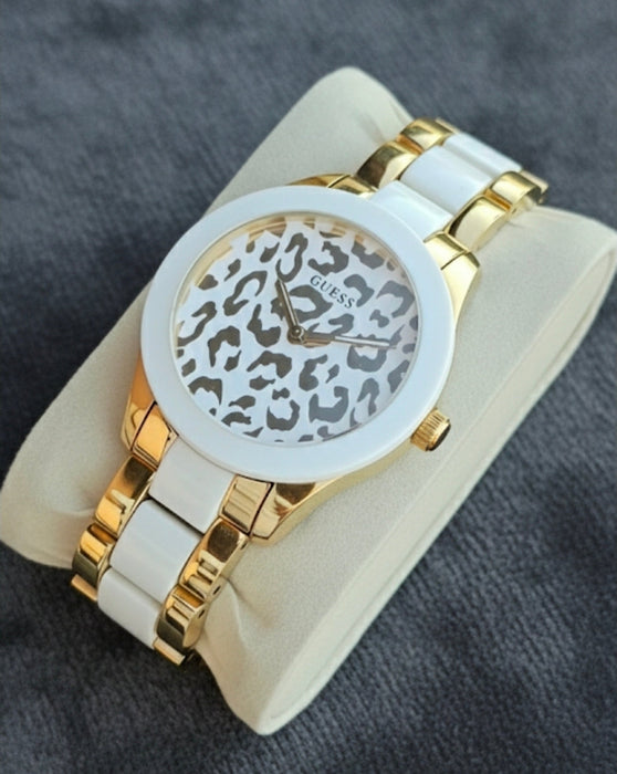 GUESS Damenarmbanduhr W0344L1 Leopard Look Gold