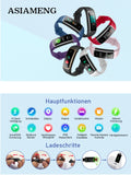 Fitnessuhr mit Blutdruck Blutsauerstoff, Pulsuhr, Schrittzähler, Kalorienzähler, Schlafmonitor, SNS SMS Anruf Benachrichtigung Fitness Tracker für Damen Herren