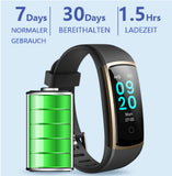 Fitnessuhr mit Blutdruck Blutsauerstoff, Pulsuhr, Schrittzähler, Kalorienzähler, Schlafmonitor, SNS SMS Anruf Benachrichtigung Fitness Tracker für Damen Herren