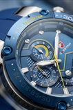 Herrenuhr Sport Chronograph Silikon Armband Datum Wasserdicht Blau & Silber ÖZENSAAT