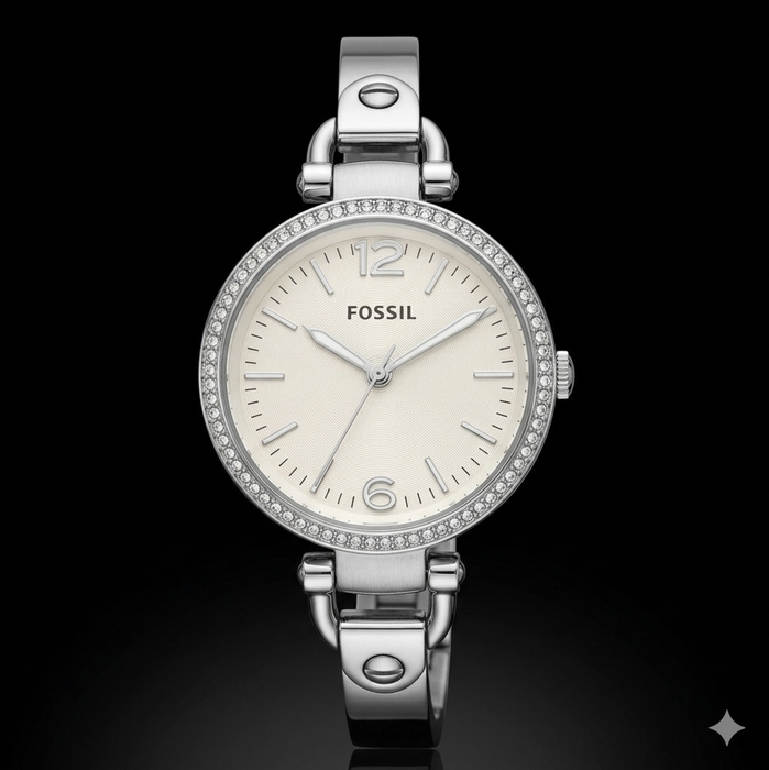 Fossil Georgia Damenarmbanduhr Silber - ES3225 - Neu & 2 Jahr Garantie