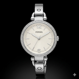 Fossil Georgia Damenarmbanduhr Silber - ES3225 - Neu & 2 Jahr Garantie
