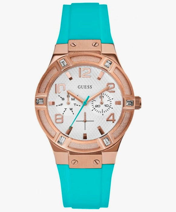 Guess Damenuhr W0564L3 Edelstahl & Türkisblaues Armband