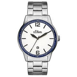 s.Oliver Herrenuhr SO-15162-MQR Armbanduhr Edelstahl Quarz Weiß