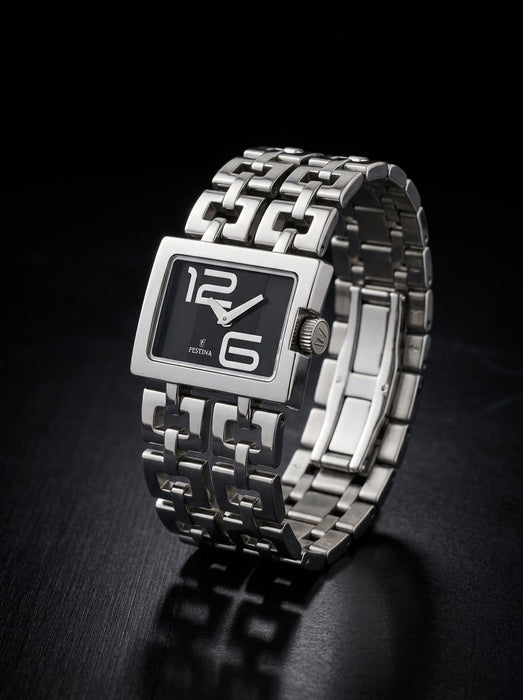 Festina F16300 Damenuhr Armbanduhr Edelstahl Rechteckig Schwarz