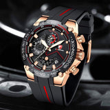 Premium Herren Sportuhr Chronograph Quarz Silikonarmband Datum Leuchtend