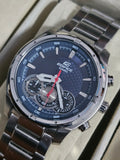 Casio Edifice EF-522D Herren Armbanduhr Chronograph NEU OVP Edelstahl Blau 100M